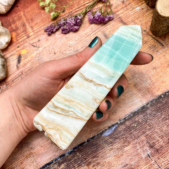 Extra Large Caribbean Calcite Tower / Blue Aragoni