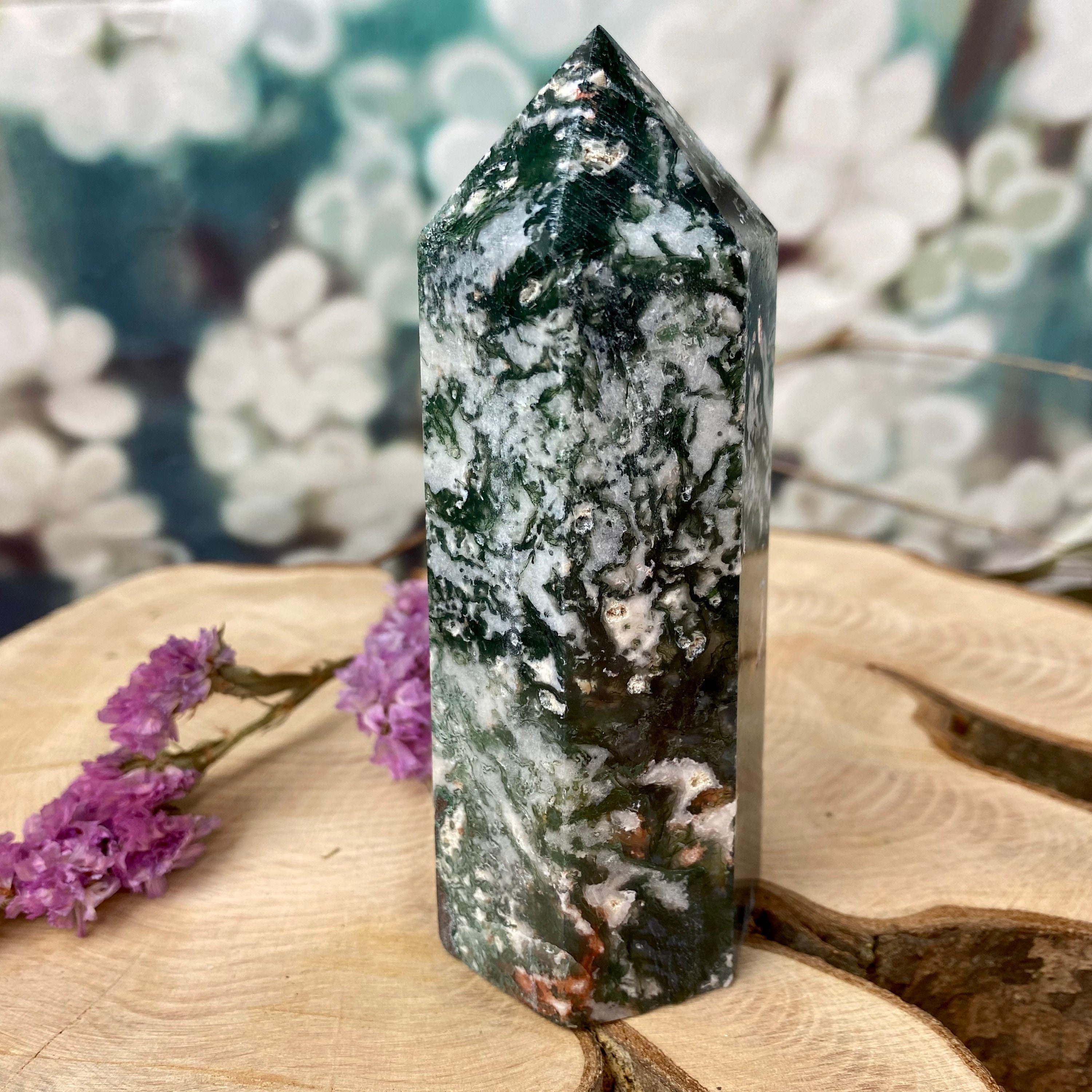 Green Moss Agate Point/ Green Moss Agate Tower / Green Tree | Etsy