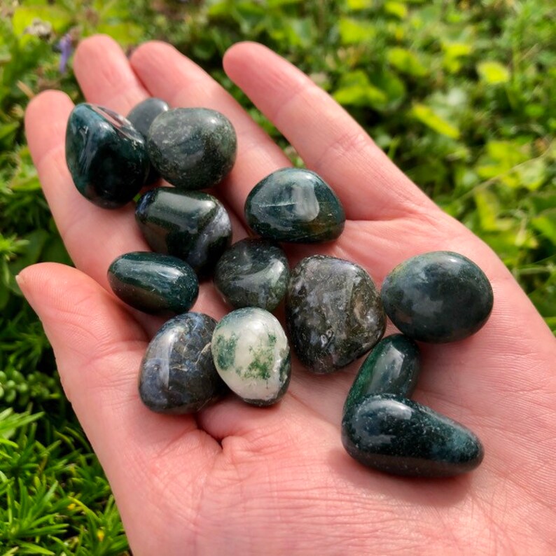 Green Moss Agate Tumble Stone / Green Moss Agate Crystal / Etsy UK