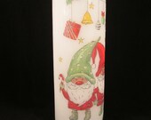 Decorated Candle, Festive Candle, Gnome Candle, Christmas Gnomes Candle, Tomte Candle, Large Pillar, Hand Decorated, Xmas Tree Candle