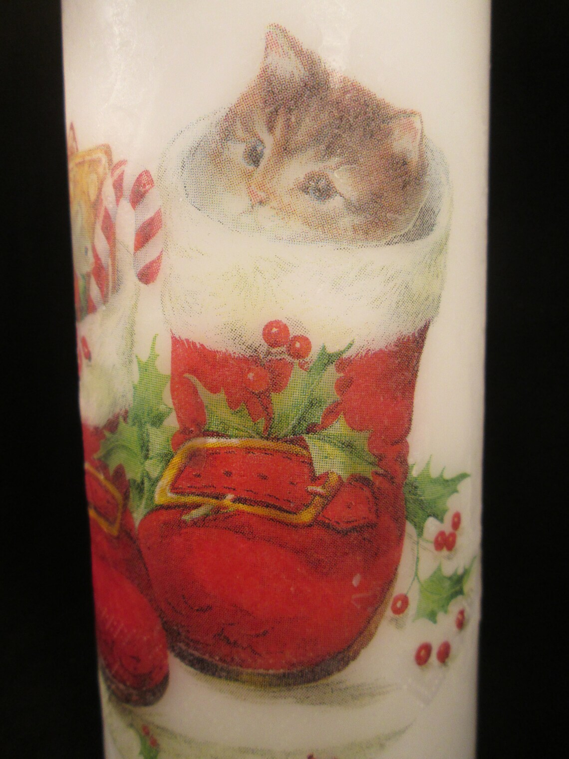 Decorated Candle Kitten Candle Xmas Candle Christmas Etsy