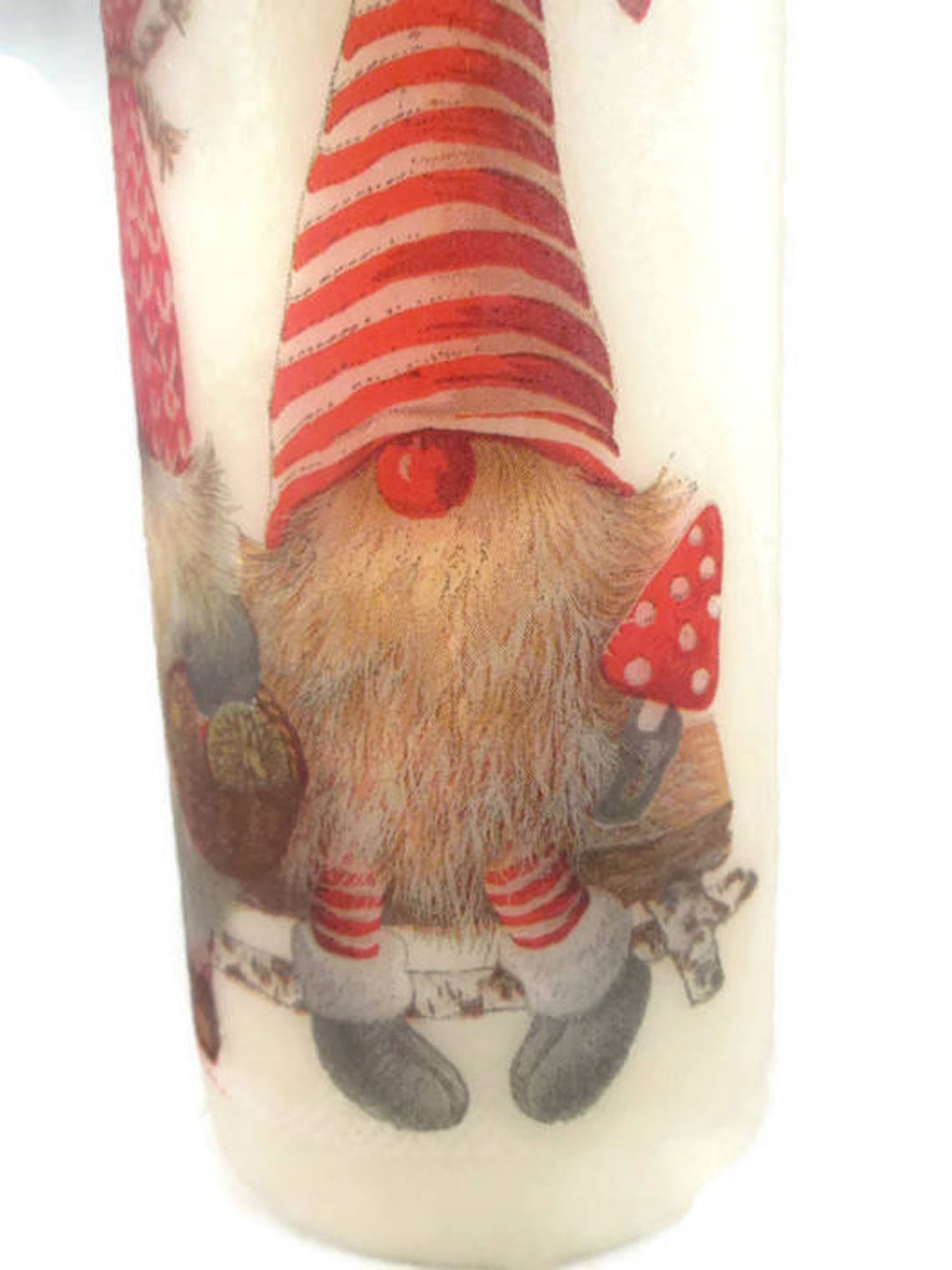 Decorated Candle Gnomes Candle Gnome Candle Christmas Etsy
