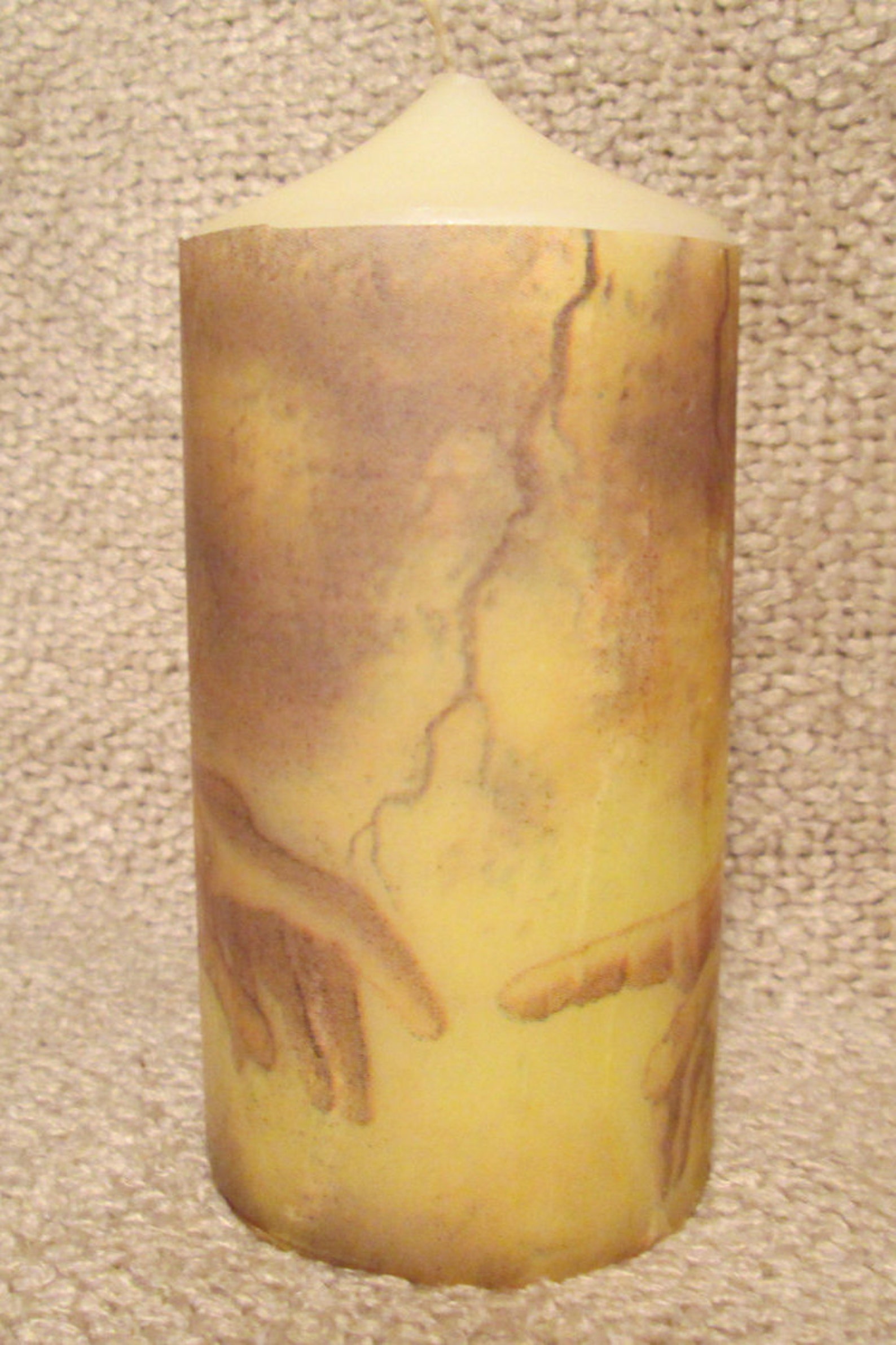 Decorated Candle, Religious Candle, Creation of Adam, Decoupage Candle, Napkin Candle, Rustic
