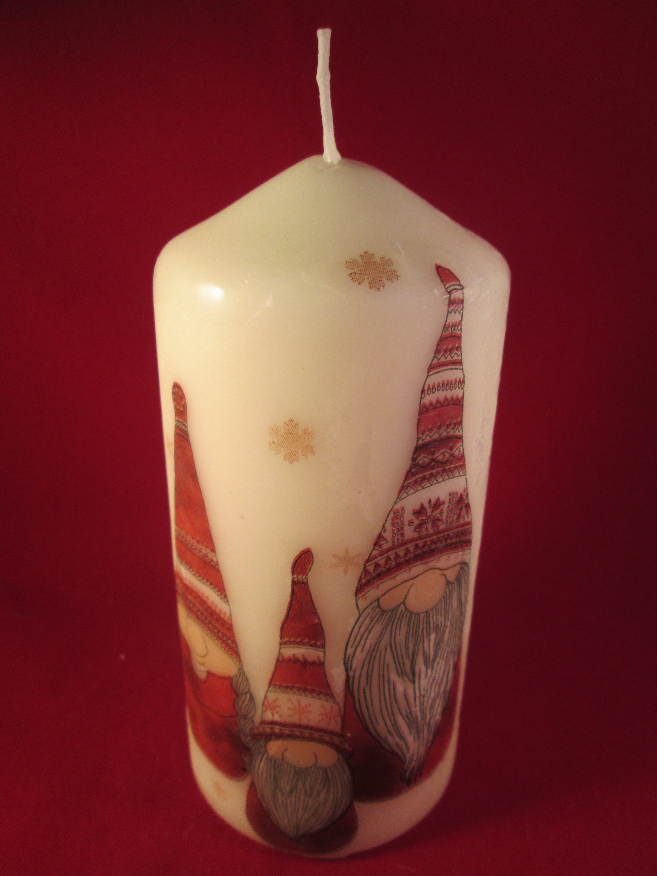 Decorated Candle Gnomes Candle Gnome Candle Christmas Etsy UK