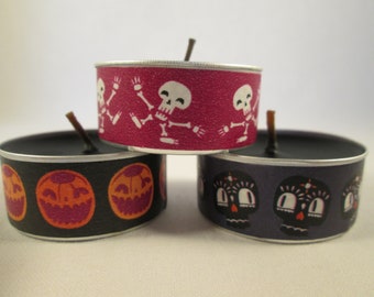 Halloween Tealights, Halloween Candles, Washi Tea Light, Skull Candles,Decorated Candles, Decorated Tealight, Gift Candles, Cocktail Candles