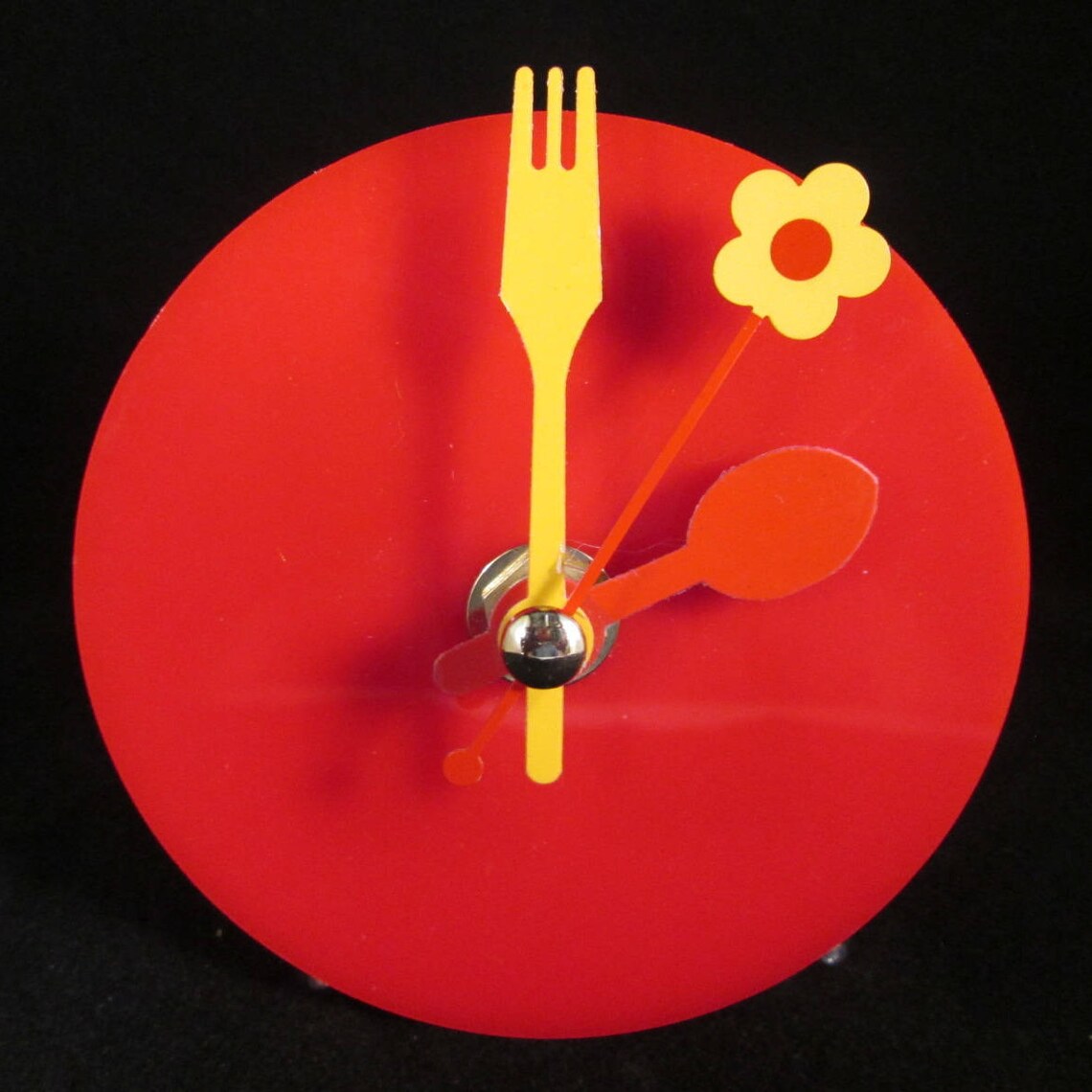 Childs Clock Nursery Clock Red Clock Flower Clock Fork & Etsy