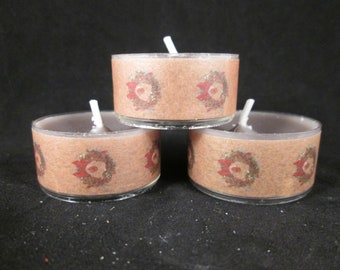 Wreath Candles, Washi Tealights, Washi Tea Light, Washi Candles, Washi candles, Decorated Candles, Decorated Tealight, Gift Candles