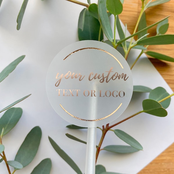 Custom Rose Gold Foil Stickers | Wedding Favor Stickers | Rose Gold Foil Custom Stickers | Custom Rose Gold Foiled Clear Stickers