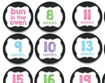 Baby Bump Stickers Chalkboard Style | Pregnancy Stickers | Belly Stickers | Maternity Weekly Stickers