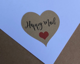 Happy Mail Stickers | Heart Shape Stickers | Happy Mail Heart Stickers | Business Stickers | Thank you Stickers