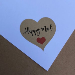 Adesivi Happy Mail / Adesivi a forma di cuore / Adesivi Happy Mail Heart / Adesivi aziendali / Grazie Adesivi