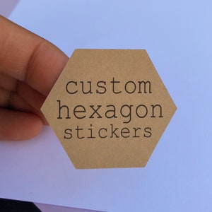 Pegatinas hexagonales personalizadas - etiquetas personalizadas - etiquetas hexagonales - pegatinas claras personalizadas - pegatinas personalizadas - pegatinas de logotipo - de 0.75" a 4"