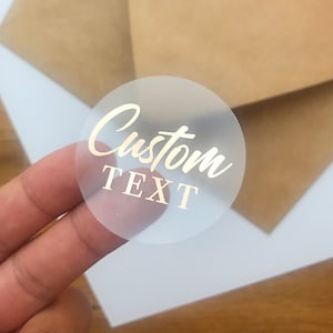 Custom Rose Gold Foil Stickers Foiled Wedding Favor Stickers Custom Stickers for Business Logo or Text, Personalized Stickers Rose Gold Foil