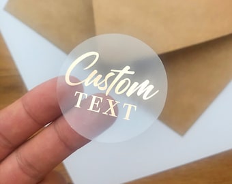 Custom Rose Gold Foil Stickers Foiled Wedding Favor Stickers Custom Stickers for Business Logo or Text, Personalized Stickers Rose Gold Foil