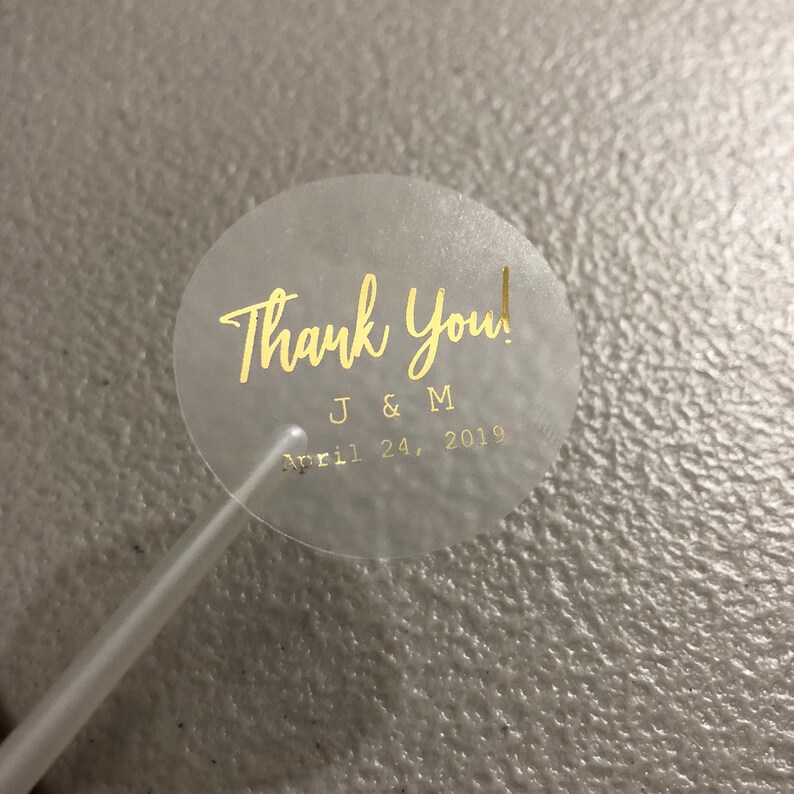 Clear Gold Foil Wedding Thank You Stickers | Thank You Sticker ...
