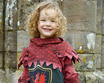 Add-on Pendragon armour and cloak for Ser Gawain knight pattern, digital download pdf MotherGrimm,Dragon Knight hoodie add on, children 2-14