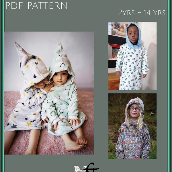 Cwtch Cosy Hoodie child PDF Sewing Pattern. Digital download. Mother Grimm. Oversized blanket lounging hoody style