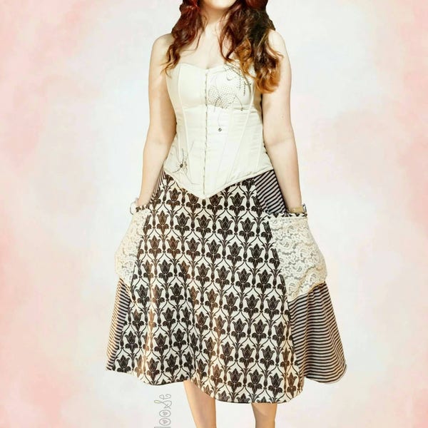 Gretel Skirt by Mother Grimm pdf Jersey adult sewing pattern, pocket panel skirt, flared A-line