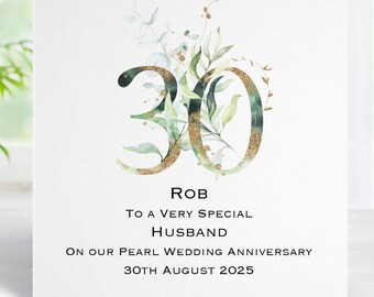 thumbnail image 2 of 'To My Darling Husband' Pearl 30th Anniversary A5 Greeting Card – Silver Foil, Includes Envelope 2 of 4