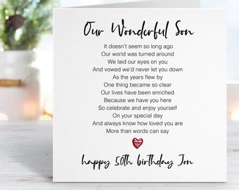 50th Birthday Card for Our Son - Personalised Fiftieth Birthday Card - Wonderful Son - Proud of you - Add personalised message inside - 0093