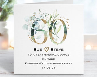 Diamond 60th Wedding Anniversary Card for Special Friends - Happy Anniversary Special Couple - Wedding Anniversary Cards Romantic Card A0052