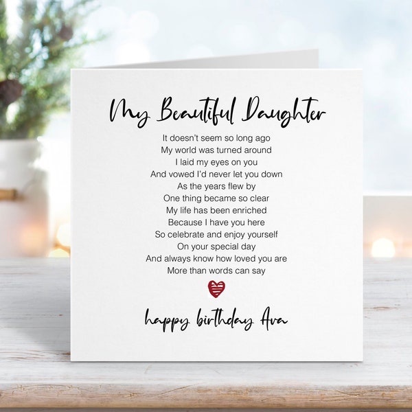 Birthday Card for My Daughter - Personalised Birthday Card - My Beautiful Daughter My Special Daughter Add personalised message inside 0033