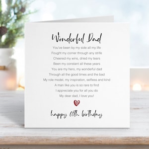 Dad 60th Birthday Card - Card for Dad - Happy Sixtieth Birthday Dad - Birthday Card for Dad - Wonderful Dad - Add personalised message 0054