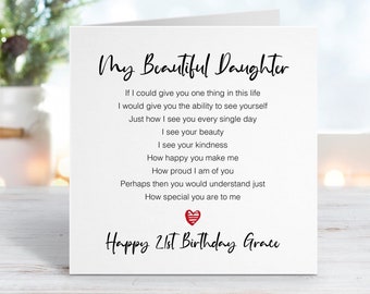 21st Birthday Card for Daughter - Personalised Birthday Card - My Beautiful Daughter - Twenty First Card - Add personalised message - 0174