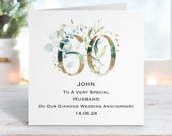 Diamond 60th Wedding Anniversary Card for Husband - Happy Anniversary Husband - Wedding Anniversary Cards - Romantic Anniversary Card A0051