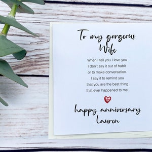 Anniversary Card for Wife - Gorgeous Wife - Happy Anniversary Wife - Wedding Anniversary Cards - Romantic Anniversary Card A0001