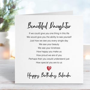 Tarjeta de cumpleaños para hija - Tarjeta de cumpleaños personalizada - Nuestra hermosa hija - Hija especial - Orgullosa de ti - Agregar mensaje - 0022