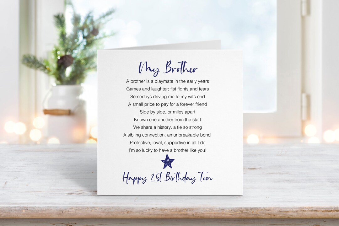 21st Birthday Card for Brother - Happy 21st Birthday Brother - Twenty ...