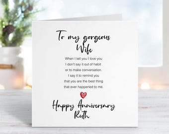 Anniversary Card for Wife - Gorgeous Wife - Happy Anniversary Wife - Wedding Anniversary Cards - Romantic Anniversary Card A0001