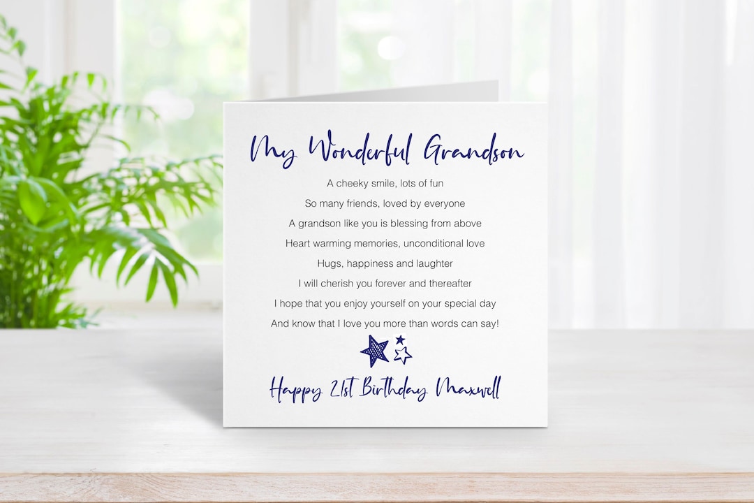 21st Birthday Card For My Wonderful Grandson Personalised Twenty 21st-birthday-card-for-my-wonderful-grandson-personalised-twenty