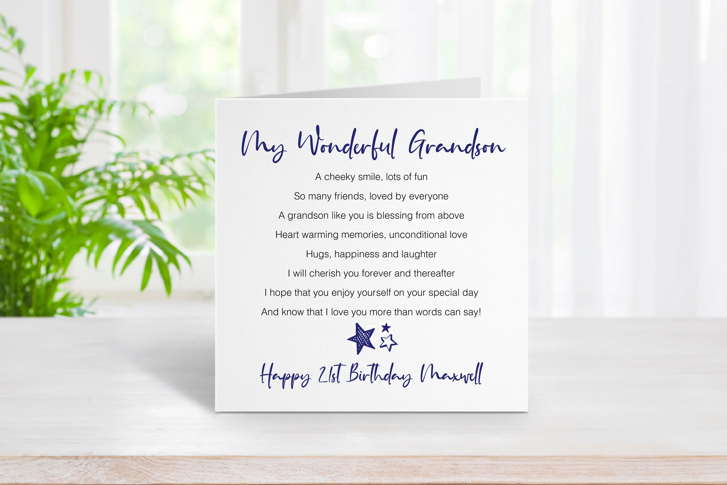 21st Birthday Card for My Wonderful Grandson - Personalised Twenty ...