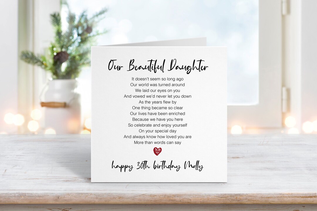 Personalised 30th Birthday Card For Daughter, Girlfriend, Friend – Any Name, Pink