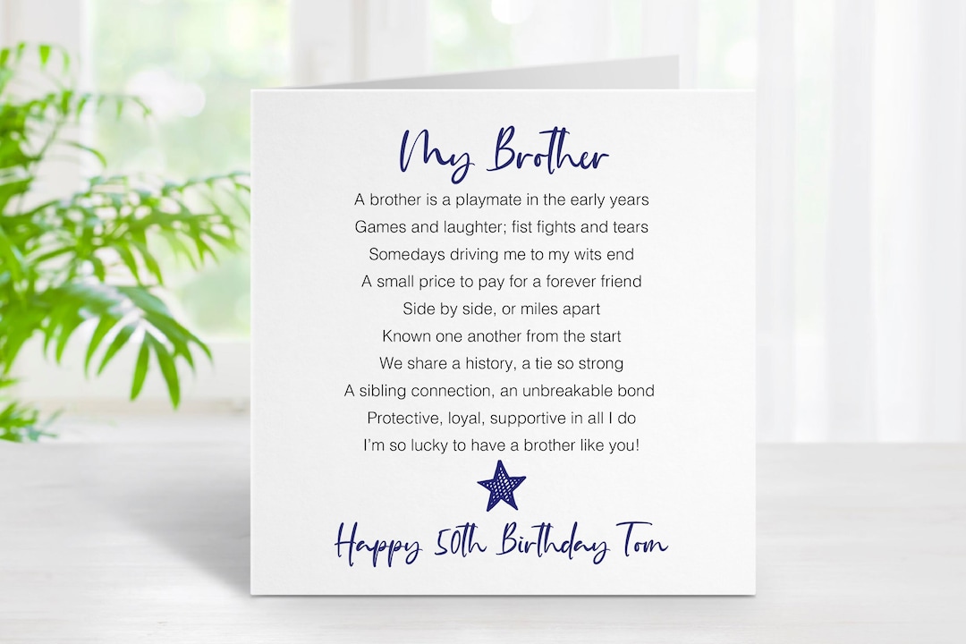 50th Birthday Card for Brother Happy 50th Birthday Brother Fiftieth