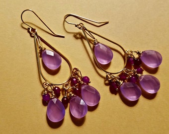 Cape Amethyst and Purple Jade Earrings