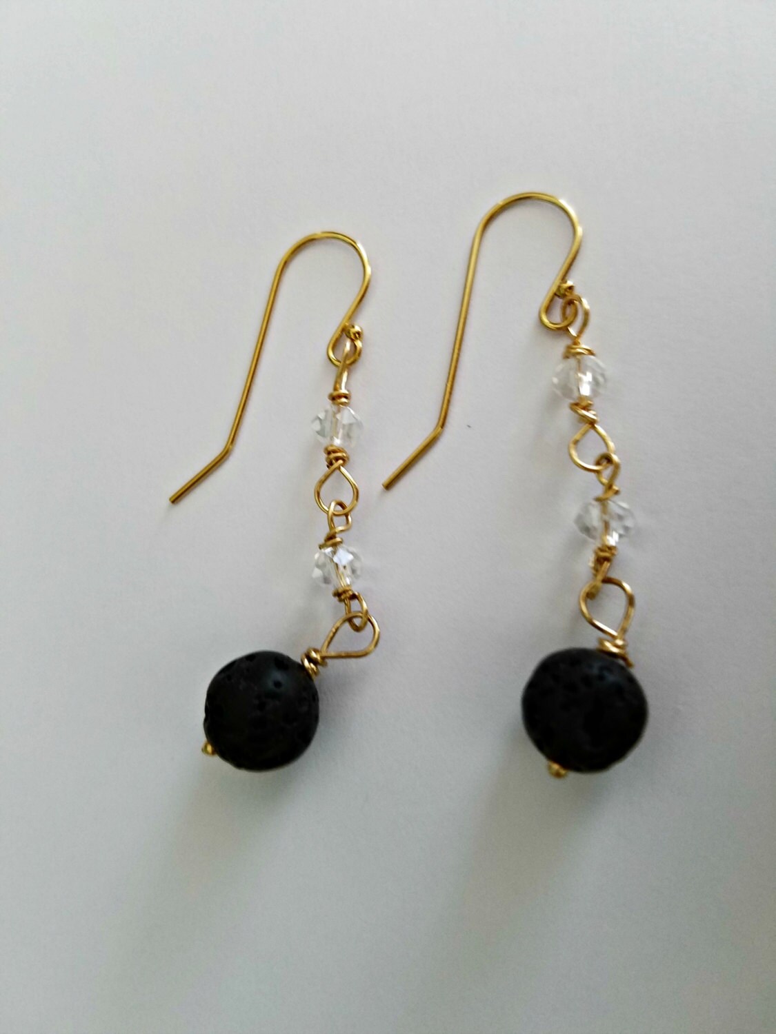 Black Lava and Quartz Earrings Etsy