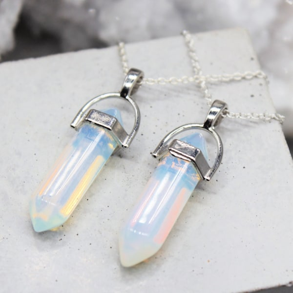 Opalite Pendant Opalite Necklace Crystal Pendant Crystal Necklace Crystal Moon Jewellery Zodiac Birthday Gift May Taurus Gemini