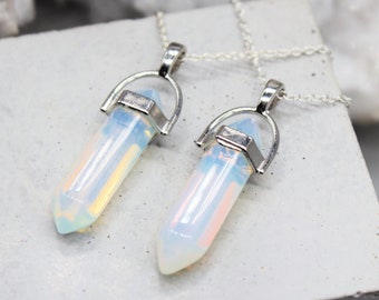 Opalite Pendant Opalite Necklace Crystal Pendant Crystal Necklace Crystal Moon Jewellery Zodiac Birthday Gift May Taurus Gemini