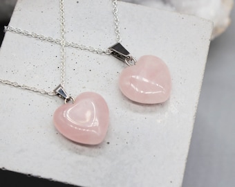 Real Rose Quartz Heart Necklace, Rose Quartz Heart Pendant, Rose Quartz Heart Necklace, Rose Quartz Pendant, Crystal Necklace, Rose Quartz
