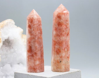 Real Sunstone Wand, Real Sunstone Tower, Crystal Wand, Crystal Tower, Real Sunstone Crystal, Orange Zodiac Birthday Gift, May Taurus Gemini