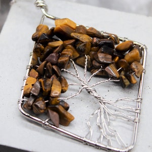 Tigers Eye Pendant Tree of Life Pendant Crystal Necklace Tree of Life Necklace Tigers Zodiac Birthday Gift May Taurus Gemini