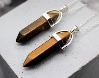 Tigers Eye Pendant Tigers Eye Necklace Crystal Necklace Crystal Pendant Tigers Eye Crystal birthday Gift May Taurus Gemini