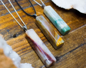 Indian Agate Necklace Polished Jewellery Natural Crystal Healing Pendant   Unique Zodiac Birthday Gift