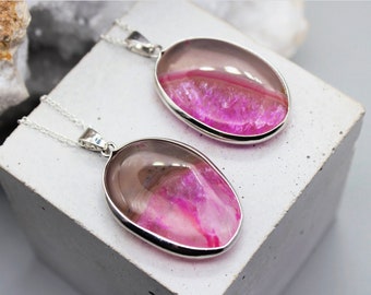 Pink Agate Necklace Agate Pendant Crystal Pendant Crystal Necklace Orange Agate Crystal Zodiac Birthday Gift Libra October Scorpio