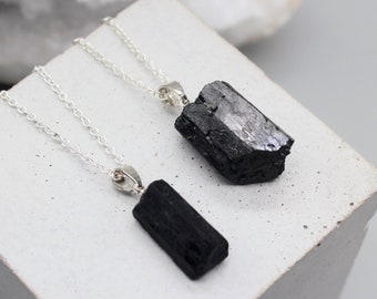 Raw Black Tourmaline Pendant Tourmaline Necklace Crystal Necklace Crystal Healing Pendant Zodiac Birthday Gift May Taurus Gemini