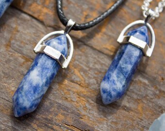 Sodalite Necklace Polished Sodalite Pendant Silver Jewellery Natural Crystal Healing Zodiac Birthday Gift May Taurus Gemini