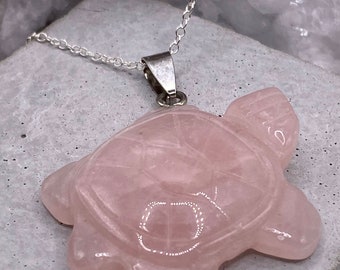 Rose Quartz Turtle Necklace Love Birthday Gifts Crystals Crystal healing Healing stones Necklaces Pendants Jewellery Turtle Christmas